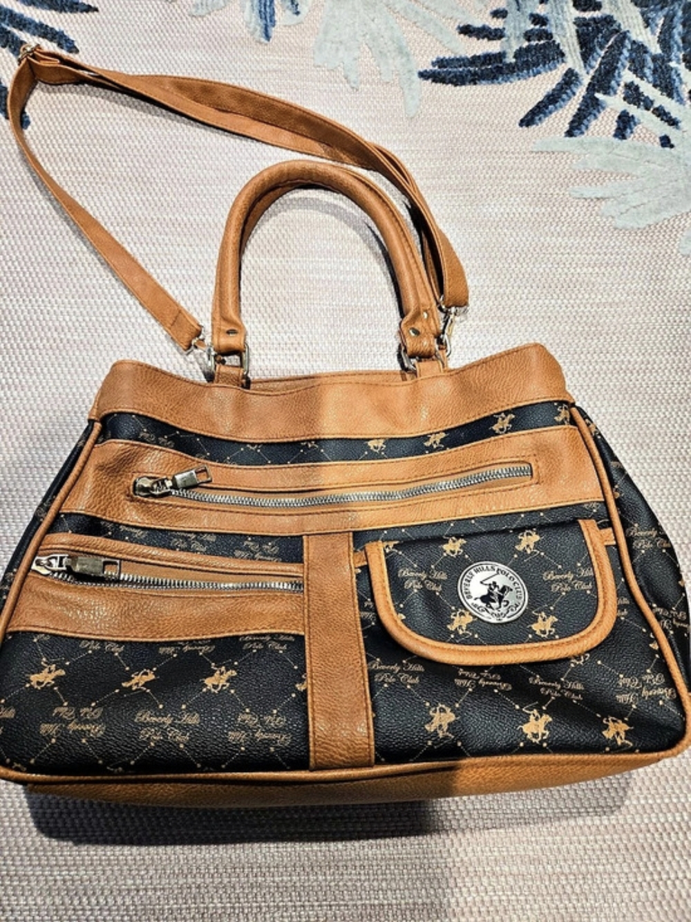 Beverly Hills Polo Club Black & Brown Shoulder Bag Preppy Old Money Chic